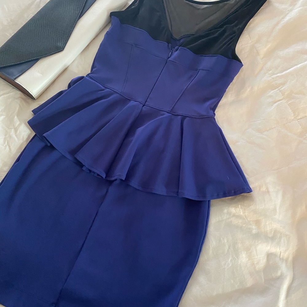 Bebe Peplum Illusion Dress EUC - Picture 2 of 5